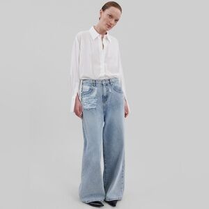 The Frankie Shop Ceres Ripped Wide Leg Jeans – Worn Wash • Size M • NWOT